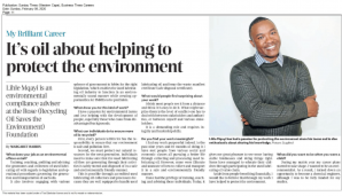 Sunday-Times-Western-Cape-Business-Times-_Its-oil-about-helping-to-protect-the-environment_09Feb2020-300x171