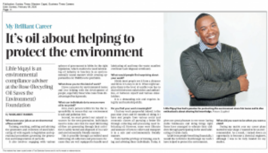 IT’S OIL ABOUT HELPING TO PROTECT THE ENVIRONMENT